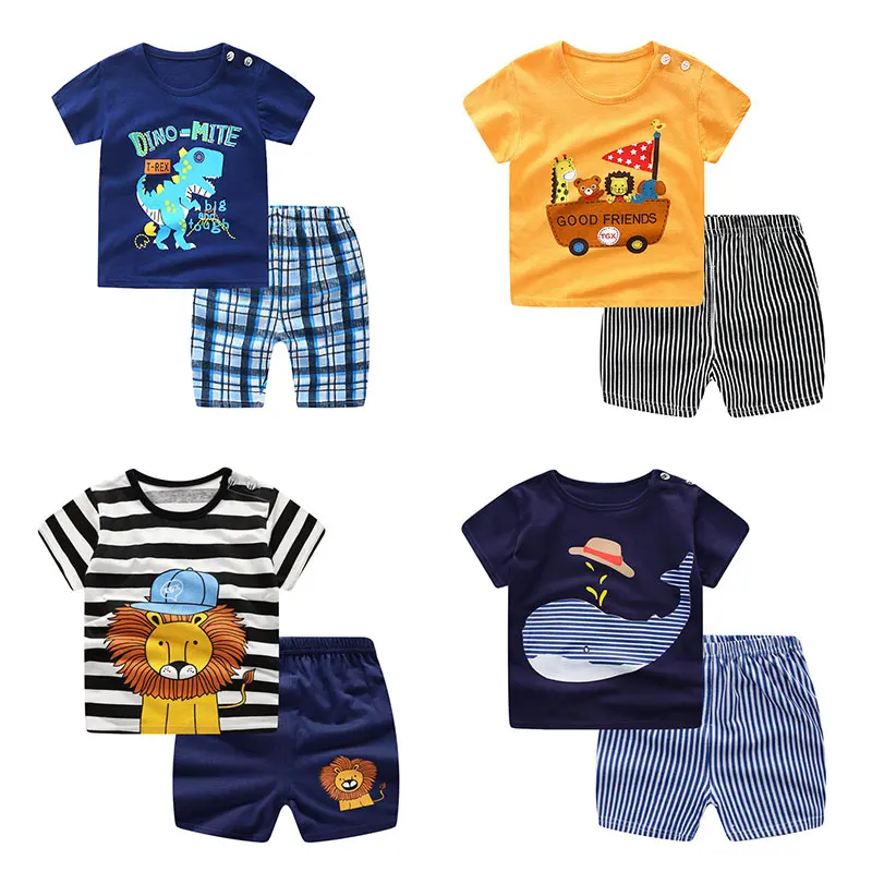 Новинка летняя детская одежда для маленьких мальчиков принт в виде робота