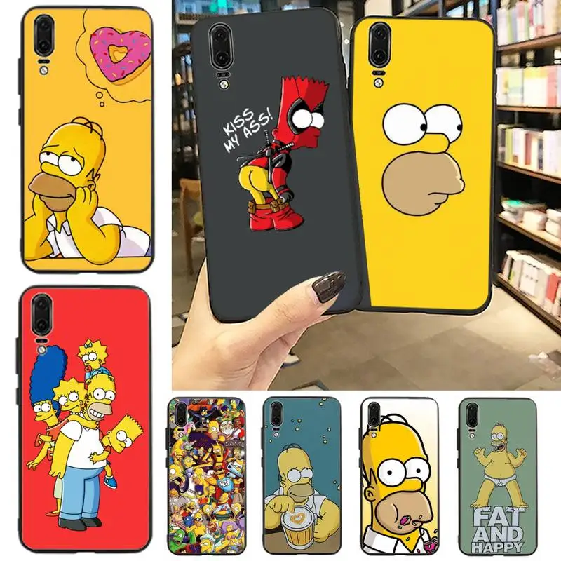 Забавный чехол для телефона с Гомером симпсоном Бартом Huawei P9 P10 P20 P30 Pro Lite smart Mate 10 20