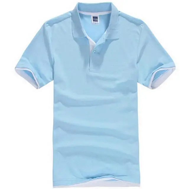 De talla grande XS-3XL nueva camisa de Polo de los hombres de algodn de manga corta Camiseta marcas camisetas Mens camisa Polo - Цвет: sky blue