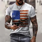 Футболка мужская с американским флагом, короткий рукав, забавный узор, Повседневная Уличная одежда в стиле панк, топ с 3D принтом, лето