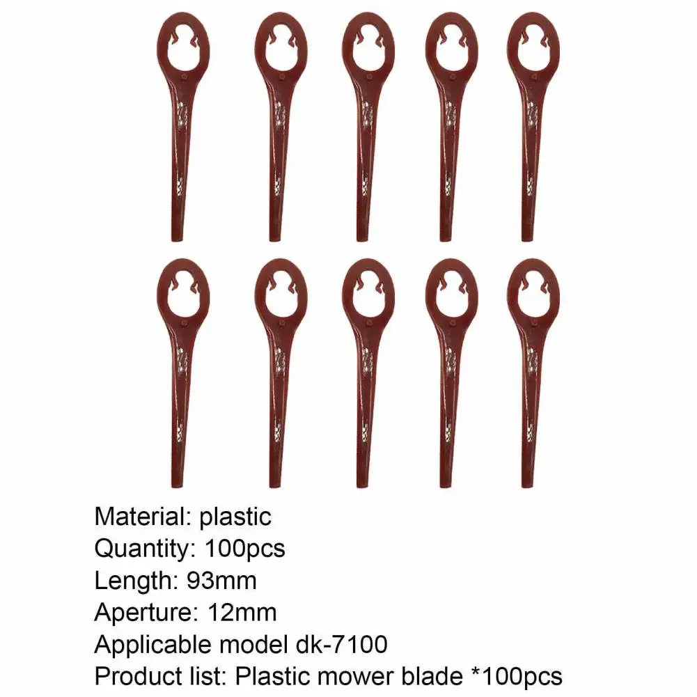 

100Pcs Mower Blades Sharp Easy to Install Replacement Plastic Mower Blades Cutters for Home for DK-7100