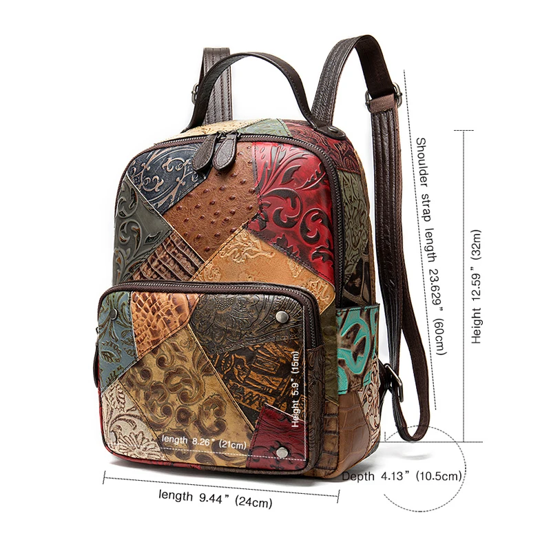 

YourSeason Genuine Leather Ladies Vintage Cowhide Shoulder Bag Female Handmade Embossing Splicing Outdoor Travel Luxury Backpack