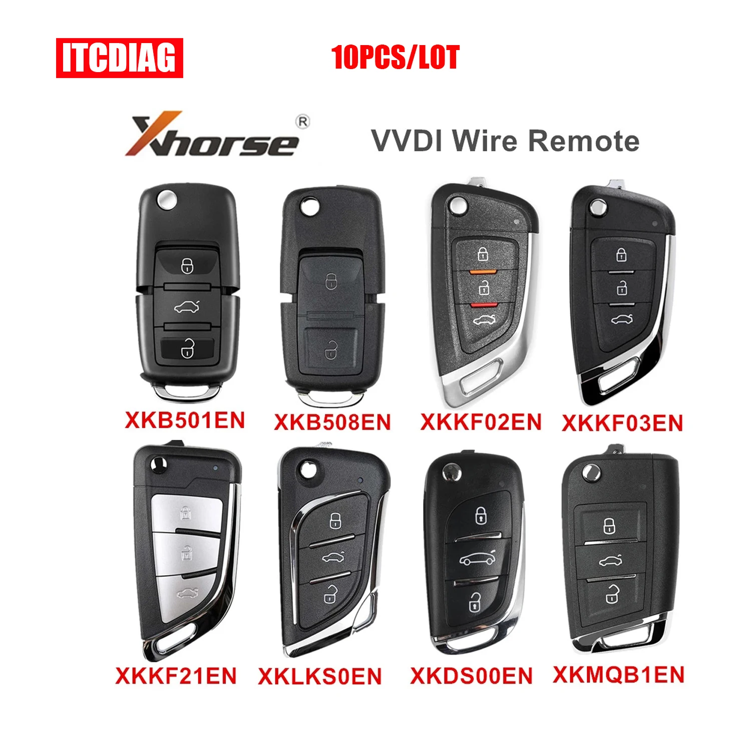 

10pcs/lot Xhorse VVDI Wire Remote Control Car Key XKB501EN XKB508EN XKKF02EN XKKF03EN XKKF21EN for VVDI Mini key Tool Max VVDI2