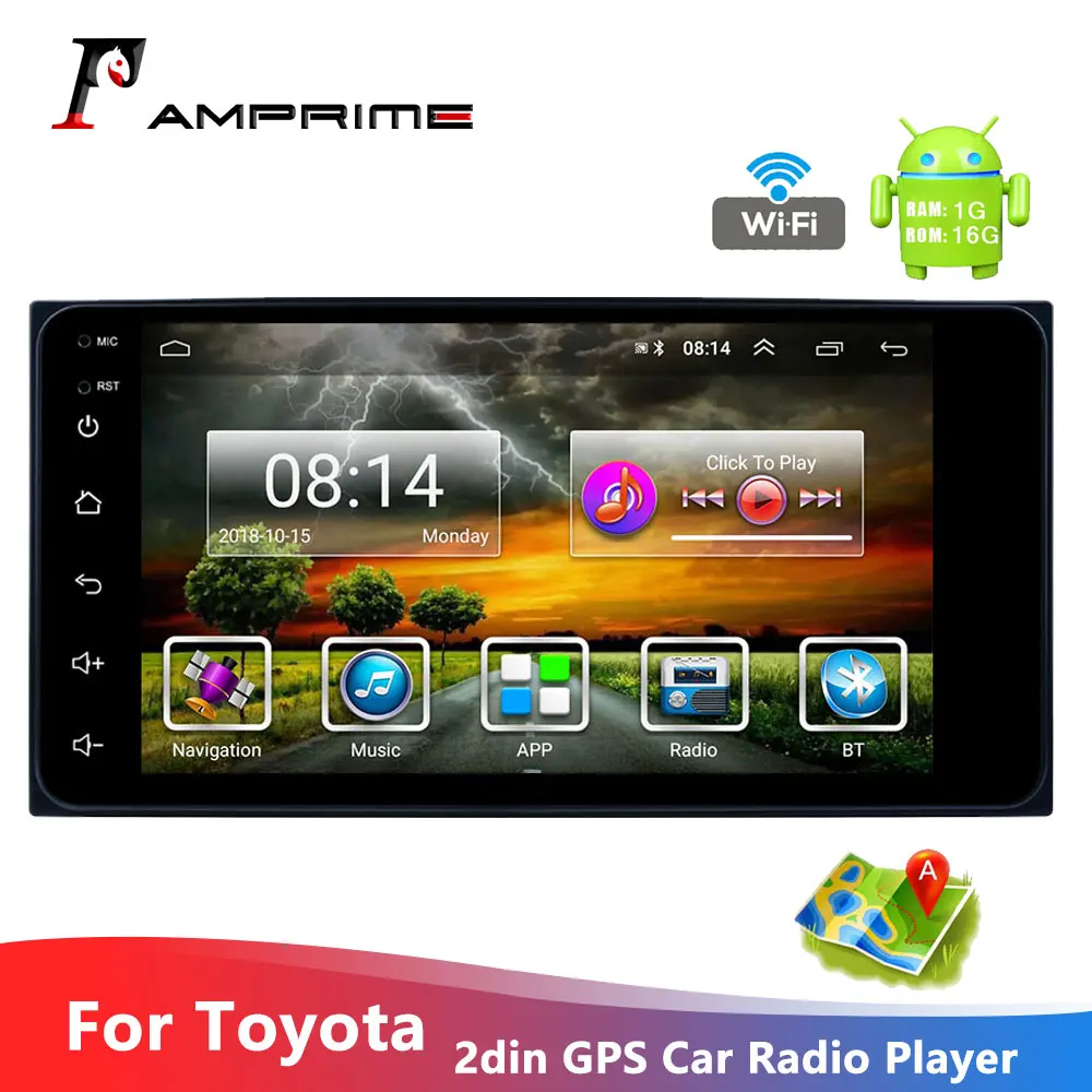 AMPrime Android 2 Din автомагнитола 7 ''ёмкостный сенсорный экран MP5 плеер gps Авторадио Bluetooth USB 2G+ 16GB с тыловой камерой