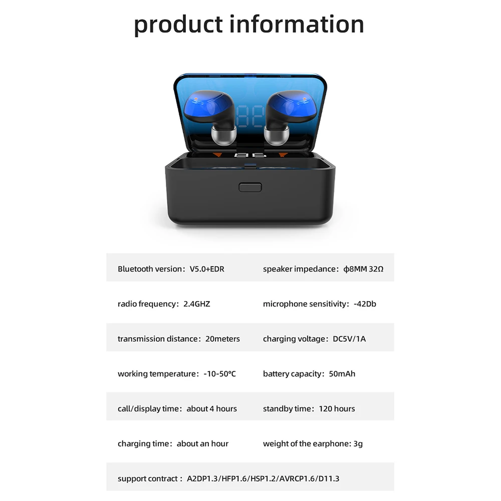 TWS Bluetooth наушники V5.0 сенсорные беспроводные наушники 9D стерео Спорт водонепроницаемый гарнитура Handsfree с светодиодный дисплей питания