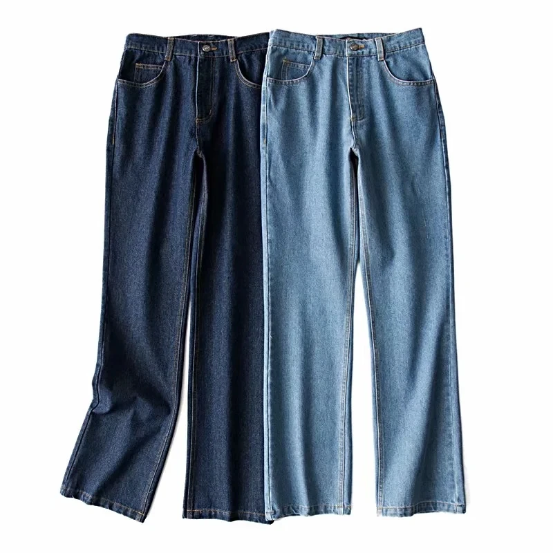 

WOMENGAGA Women Low Rise Flares Leg Fit Jeans With Brown Stitching Korean Women Trousers Fashion Girl Female QWA8