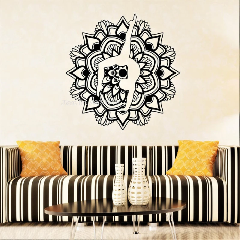 Наклейка на стену Мандала марокканский орнамент цветок индийский круг Гимнастика Йога богемный домашний декор фрески виниловые наклейки LL467