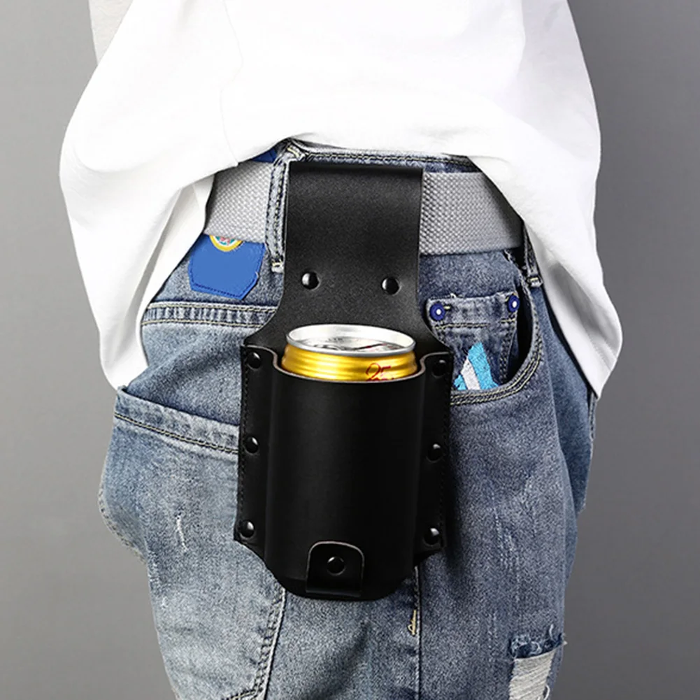 

Portable Beers Holster Bottle Waist Leather Belt Bag Beverage Can Holder for Outdoor Climbing Hiking Camping PSEN999