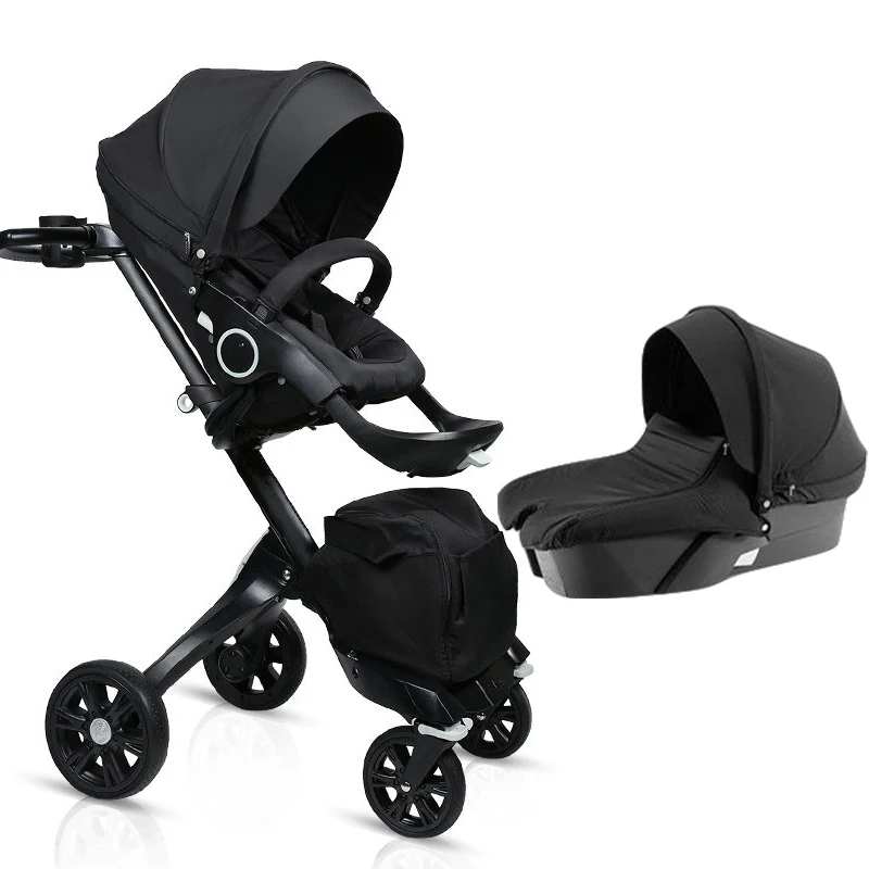 black stroller 2in1 Большой-ная скидка! Детская коляска 2 в 1, детская коляска для новорожденных, фирменная детская коляска 3 в 1 с люлькой и автокреслом - Цвет: black stroller 2in1