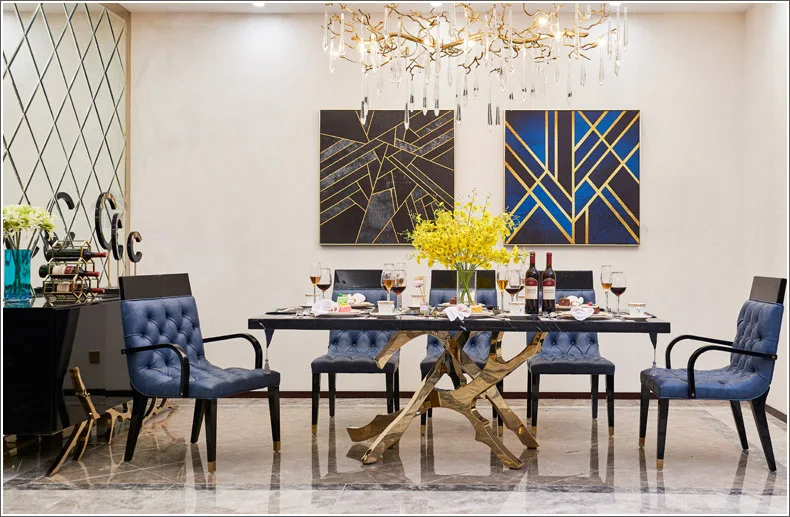 Набор обеденной комнаты из нержавеющей стали минималистичный современный