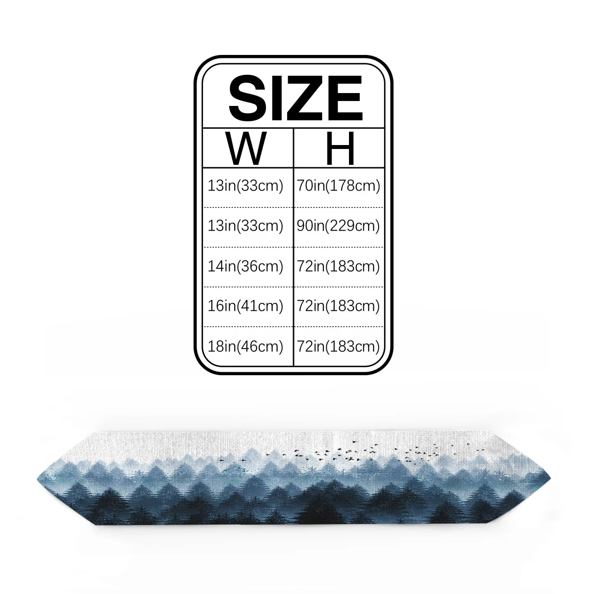 Ink Painting Coniferous Forest Flying Birds Table Runner Flag Home Party Decorative Tablecloth Runners for Wedding | Дом и сад