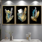 Плакаты и принты на холсте с изображением черных и золотых перьев, абстрактные настенные декоративные картины для гостиной, скандинавский Декор