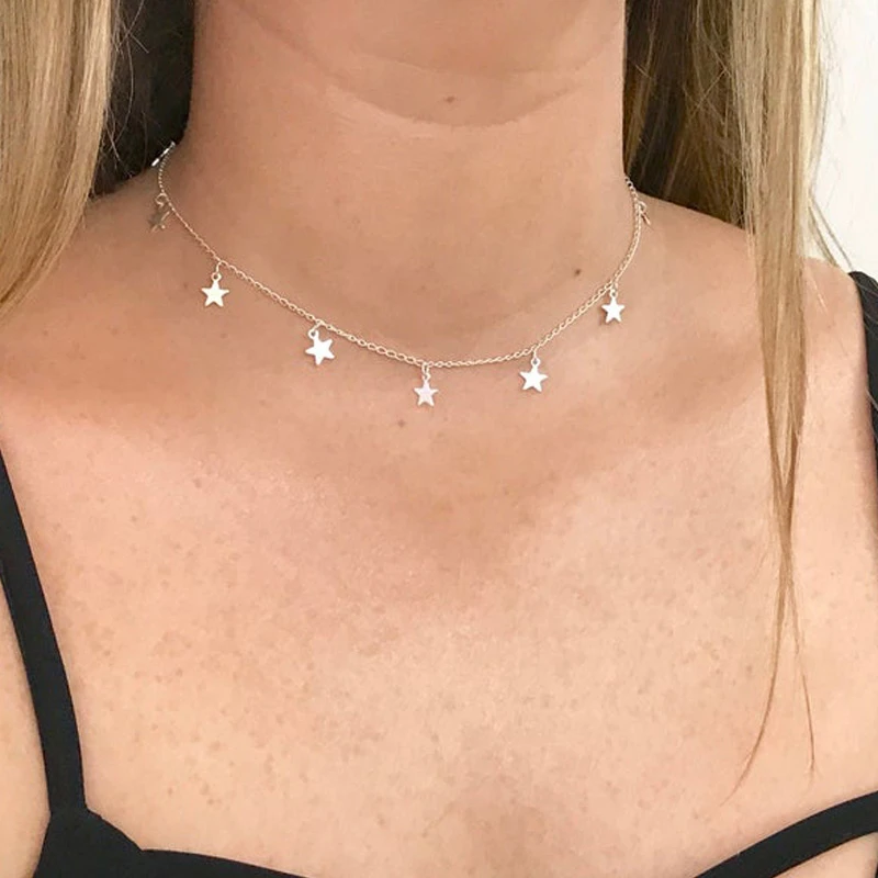 Шарм звезда колье чокер болтается многослойное ожерелье подарок для женщин