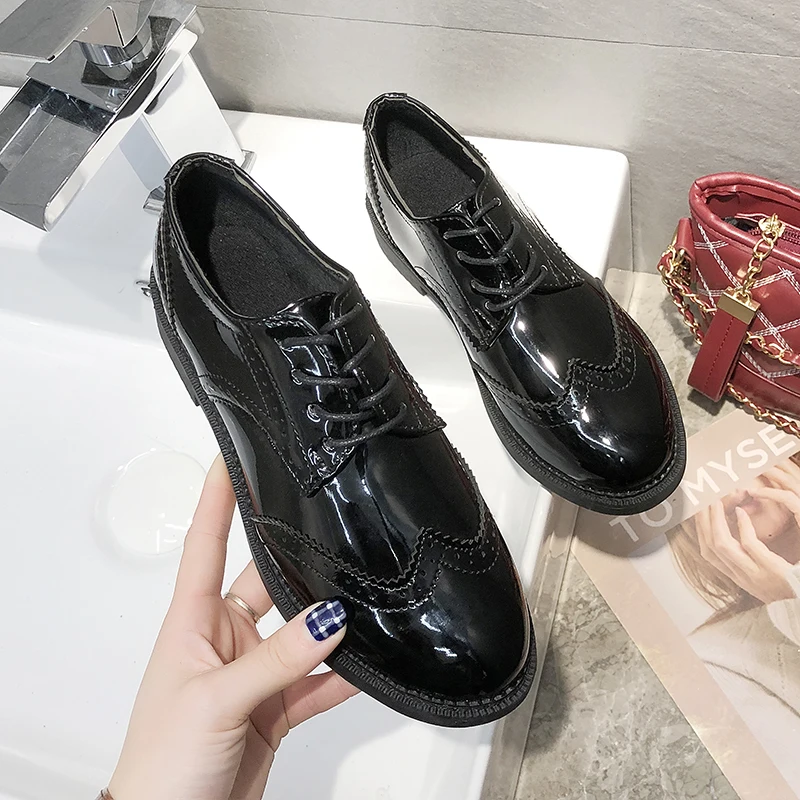 Clearance sale Flats Women Shoes Loafers Patent Leather Elegant Low Heels Slip On Footwear Female Pointed Toe Thick Heel PM-126 | Спорт и
