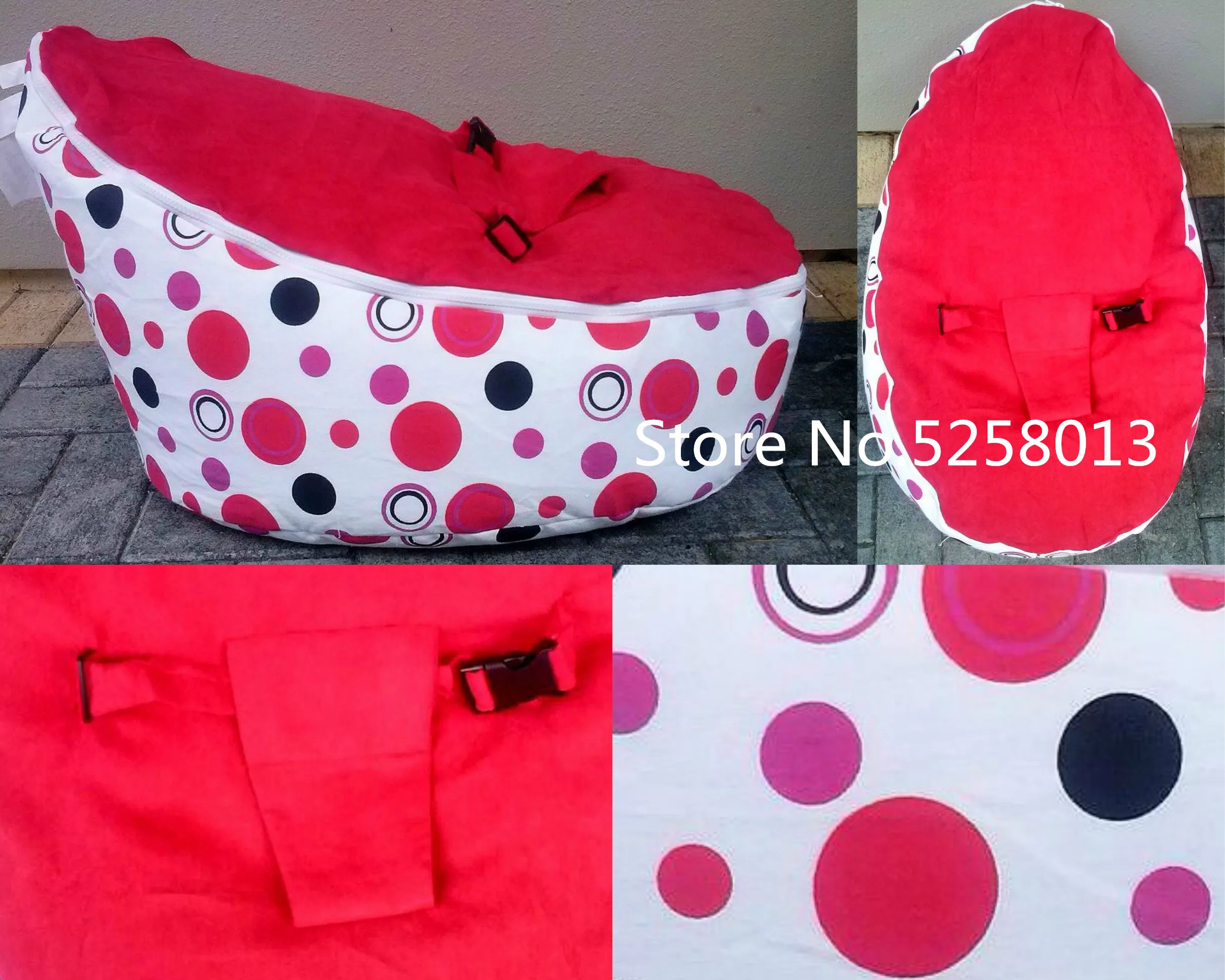 Удобные детские кресла мешки в горошек с красным рисунком Детская сумка мешок