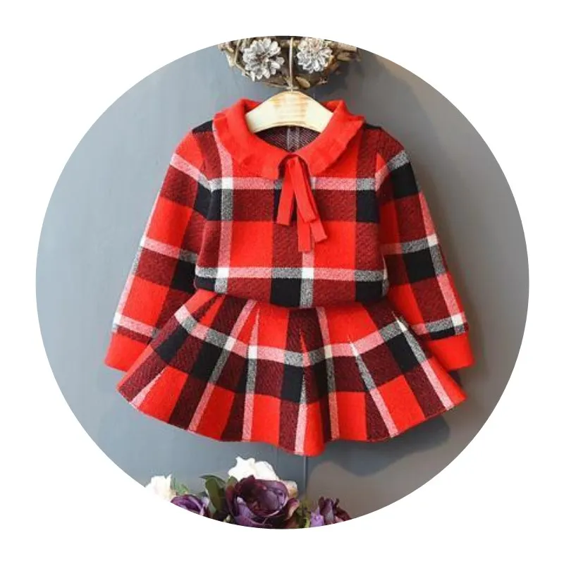 

High Quality Girls Winter Clothes Set Long Sleeve Sweater Shirt Skirt 2 Pcs Clothing Suit Baby Outfits for Kids Girls Clothes