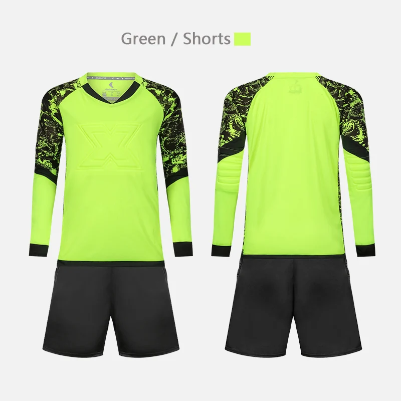shorts green blank Костюм для детей и взрослых, форма вратаря, футбольные майки, штаны, Футбольная Одежда, тренировочная форма, Защитные комплекты, индивидуальная печать - Цвет: shorts green blank