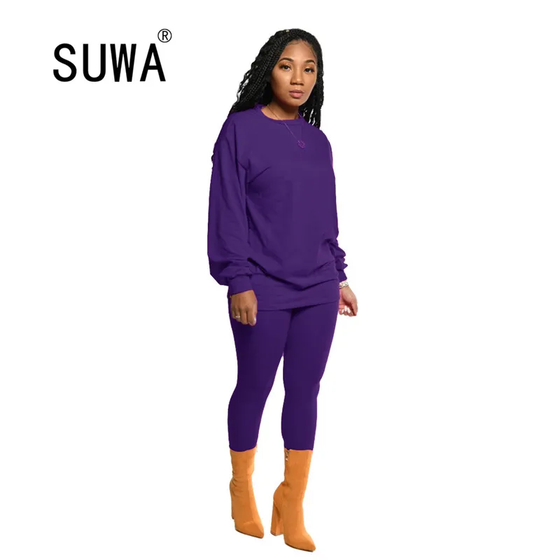 

2020 Autumn High Quality Daily Casual Young Energy Style Solid Full Sleeve Group Long Pants Tracksuits Women 2 Piece Set