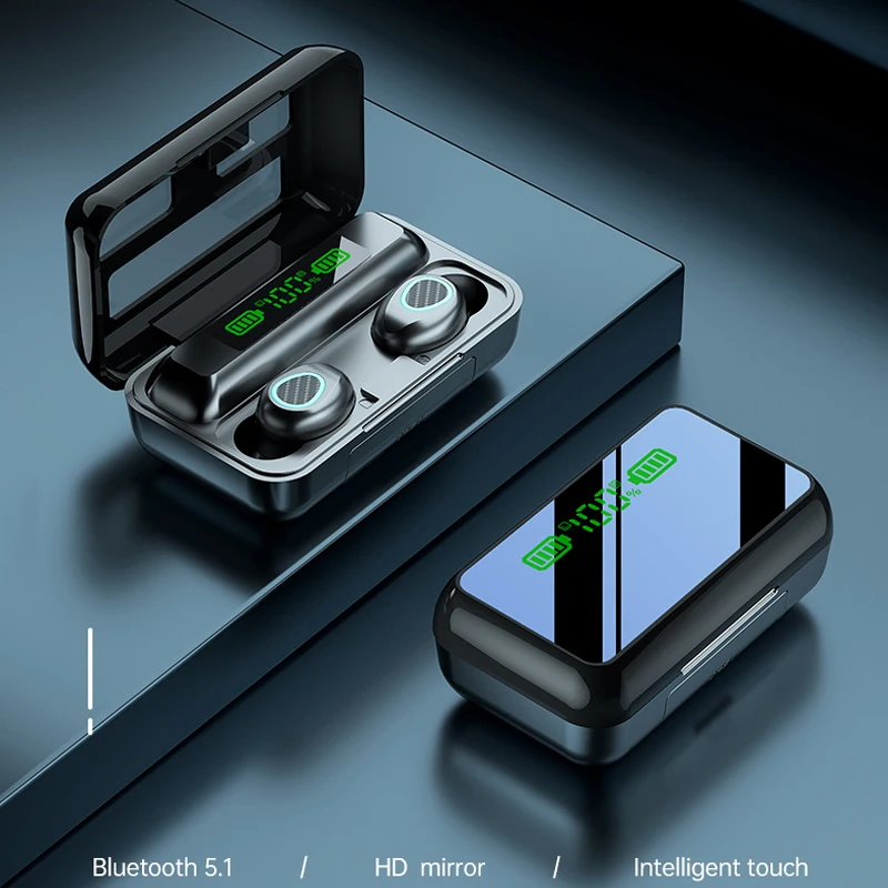 

TWS Bluetooth 5,1 наушники 2000 мА ч с зарядным устройством, беспроводные наушники 9D, спортивные водонепроницаемые наушники, гарнитуры с микрофоном
