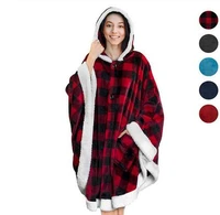 fleece blanket hoodie cloak super soft microfiber plush wearable blanket sweatshirt solid winter warm cloak blanket outwears