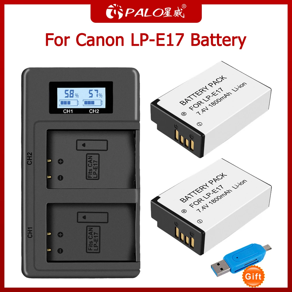2 шт. LPE17 LP E17 Батарея + ЖК дисплей USB Dual Зарядное устройство для цифровой