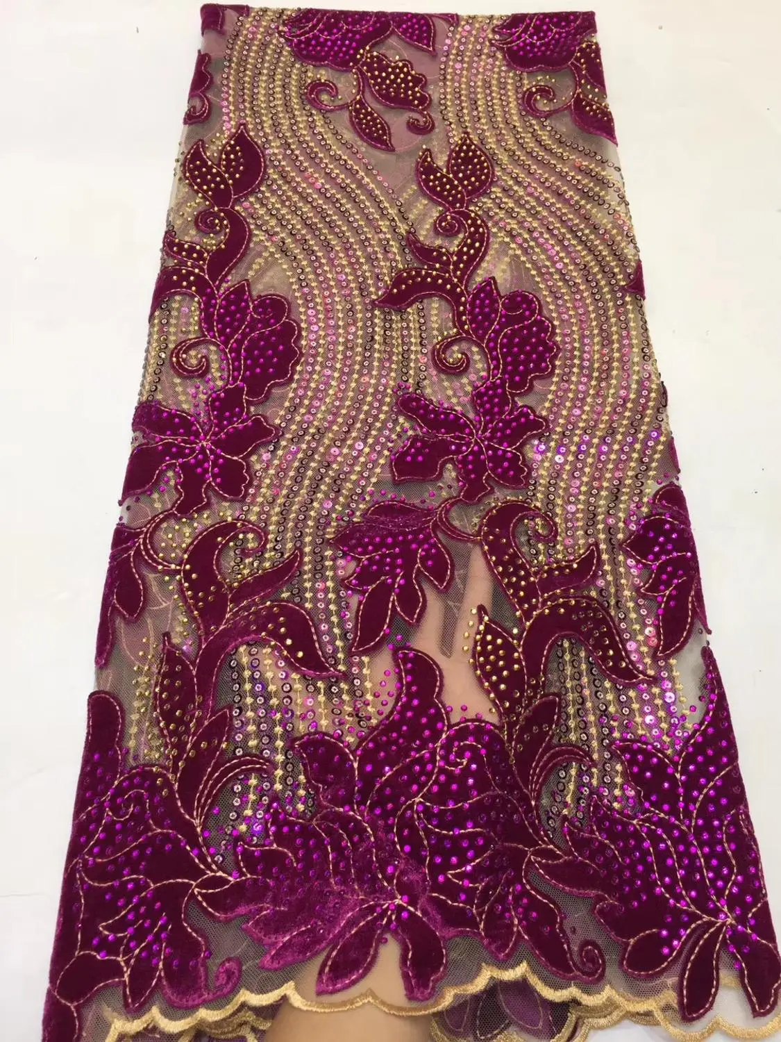 

velvet lace African net tulle lace fabric embroidery Nigerian velvet lace high quality stones lace 5 yards ZXOC172