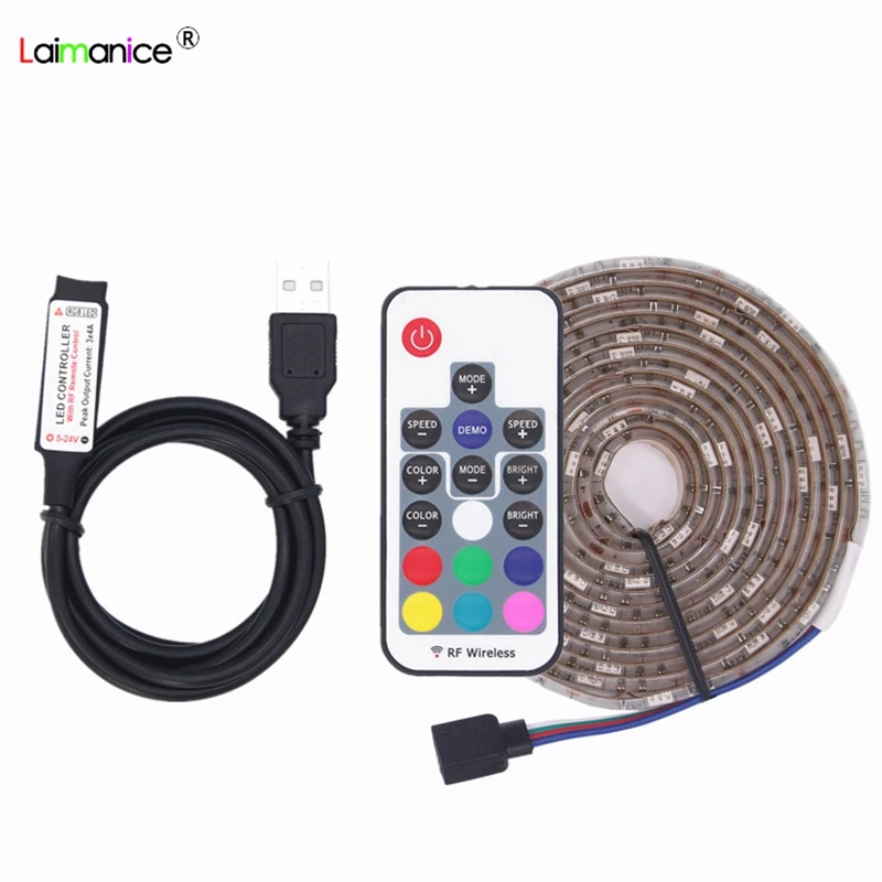 USB RGB Светодиодная лента Водонепроницаемая 5 в 5050 SMD 30led/m полоса света с