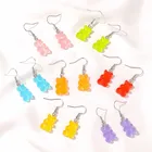 Новинка, модные висячие серьги с блестками и медведем из смолы для женщин и девушек, разноцветные акриловые серьги сделай сам с мультяшными животными, ювелирные изделия 2022