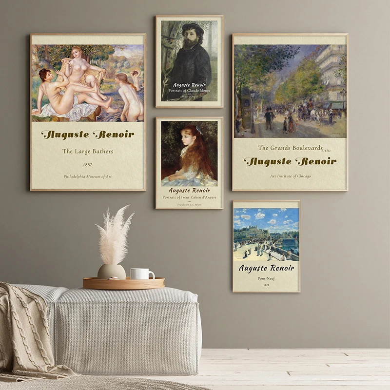 

World Famous Auguste Renoir Exhibition Poster Portrait Canvas Oil Painting Vintage Print Wall Art Picture Living Room Decoration