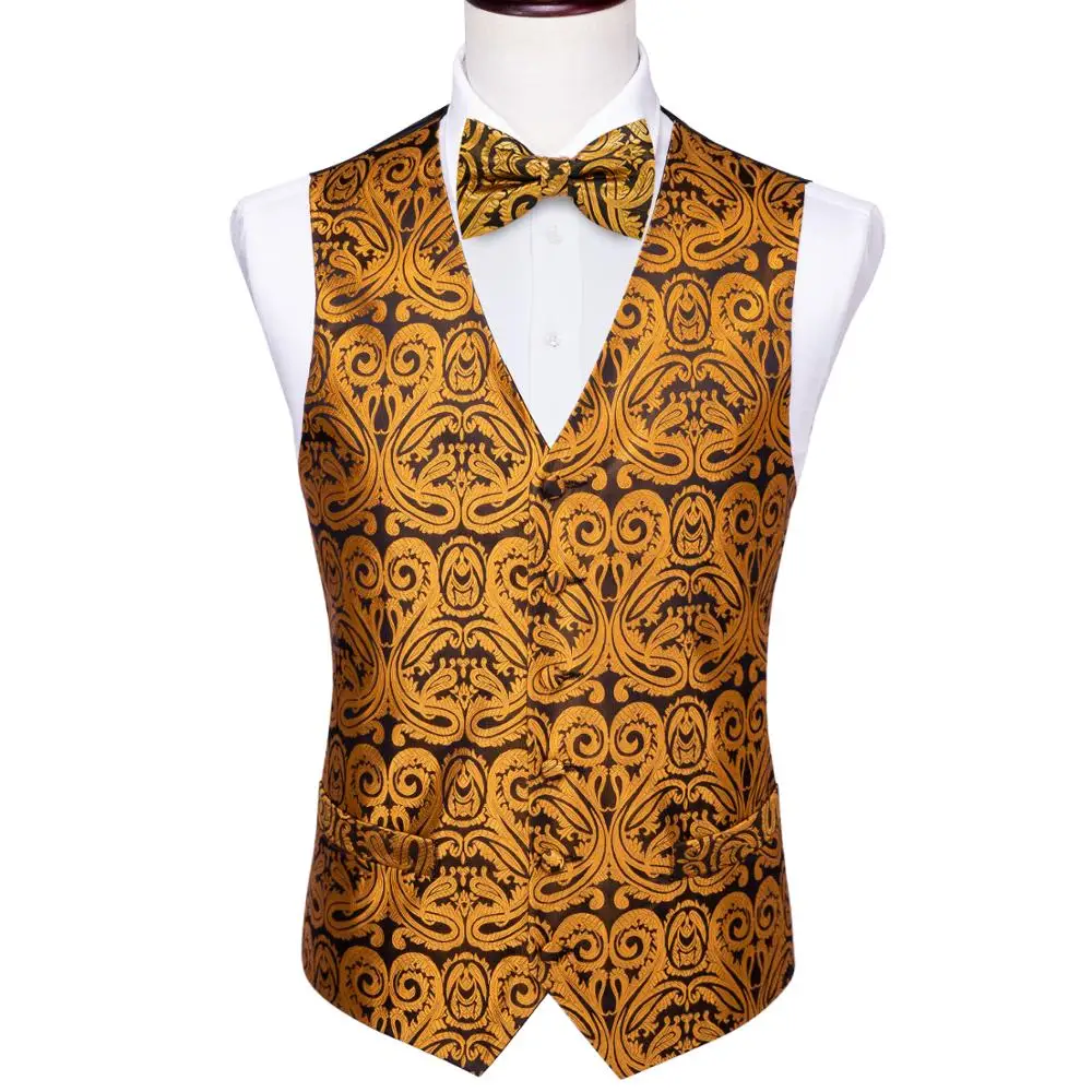 

Золотой Пейсли мужской жилет платок галстук-бабочка набор классический цветочный жаккард Selfbowtie набор Барри. Ван модный дизайн ML-2012