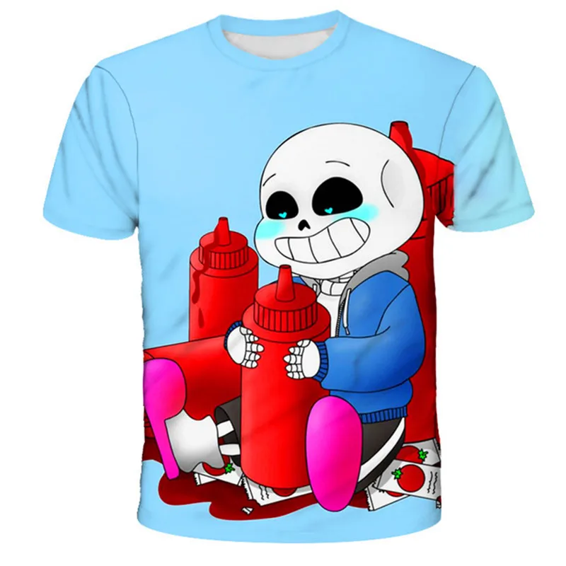 

2021 Summer Hot Sale Children T Shirt Game Undertale Upside Down Sans Interesting Cartoon T-Shirt O Neck boy/girl T Shirt