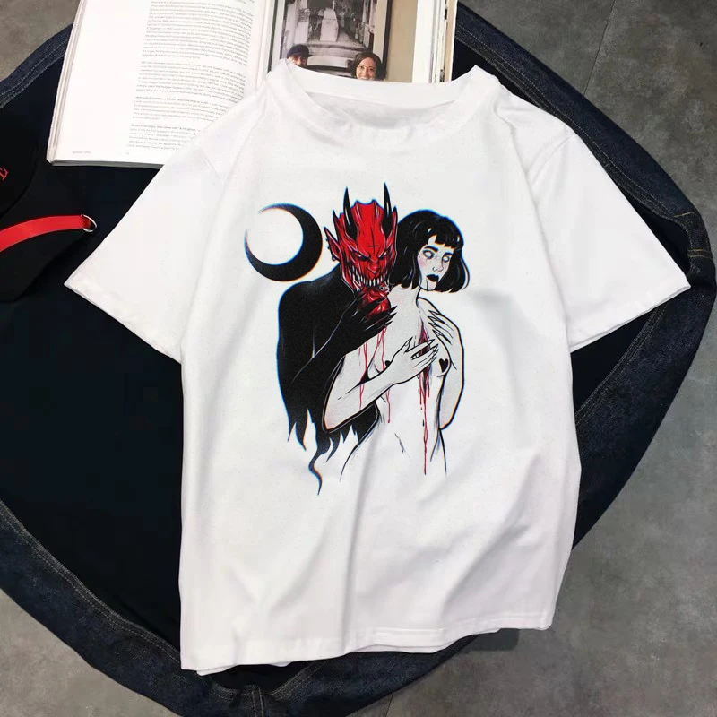

Women T Shirt Funny Let's Sacrifice Toby Tshirts Short Sleeves Graphic T-shirt Demons Horror Devil Worship Satanism T Shirt