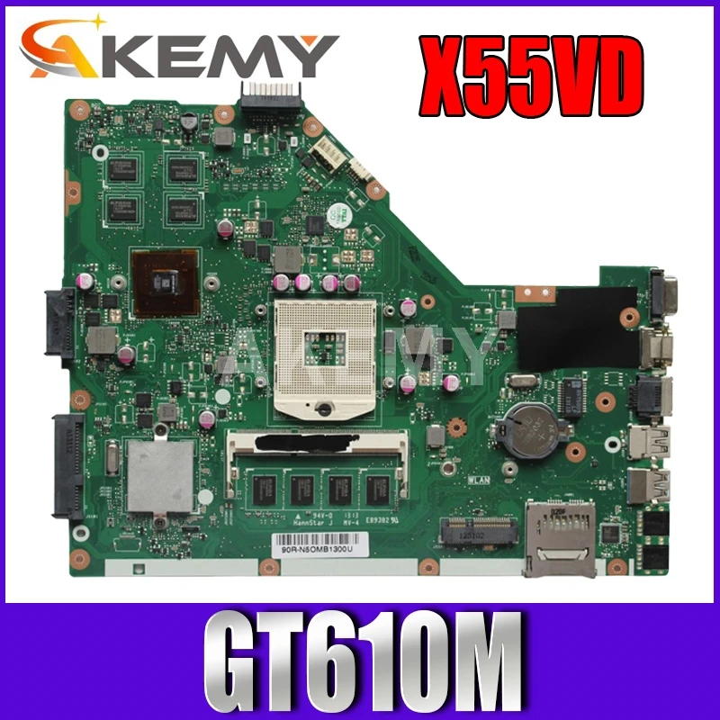 Материнская плата X55VD Asus X55V REV2.0 REV2.1 материнская для ноутбука с GT610M + 2 Гб тестовая