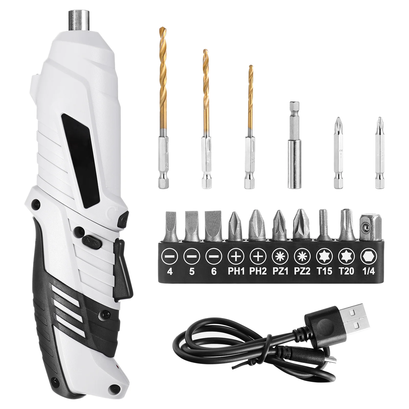 

VILLCASE 1 Set/10pcs Cordless Drill Driver Kit Electric Screwdriver Hand Drill Rechargeable Twists Drill Screw Bits (Black