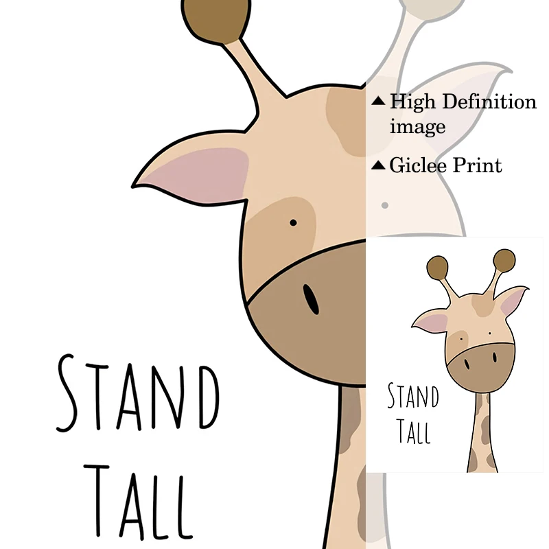 

Kawaii Animal Canvas Wall Art Nursery Poster Print Cartoon Monkey Lion Hippo Painting Kids Decorative Picture Baby Room Decor