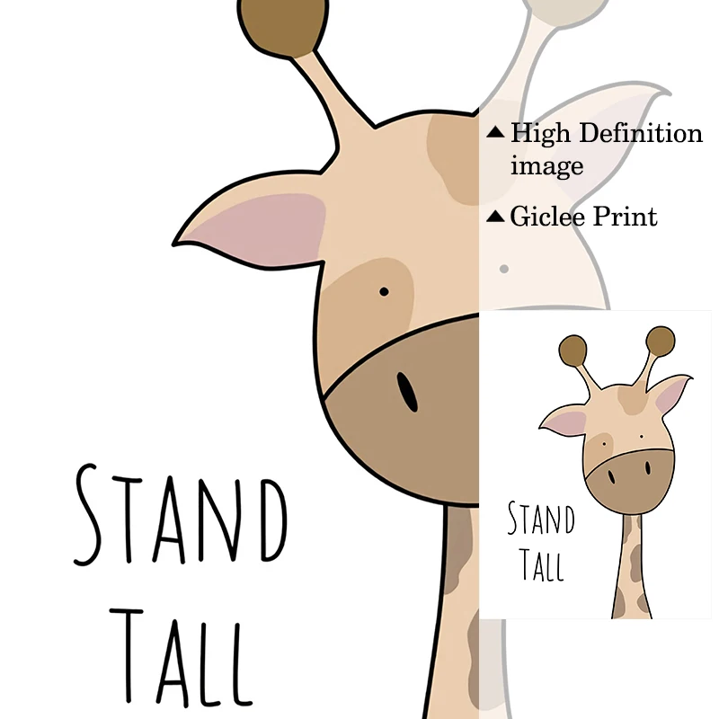 Каваи животное холст стены искусства постер для детской комнаты печать