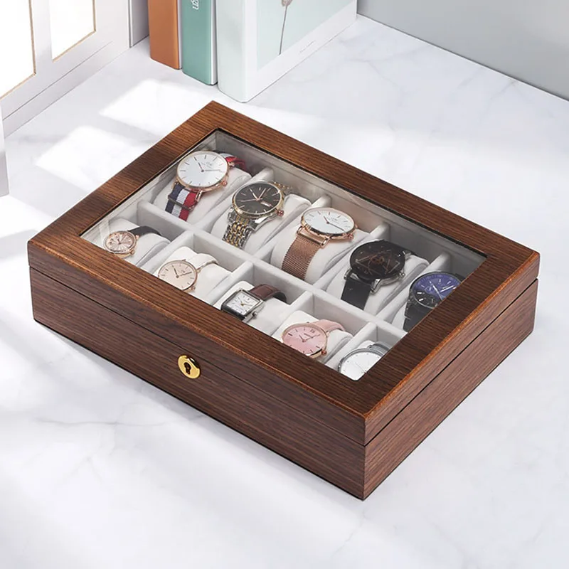 Multifunction Watch Storage Box Simplicity Solid Wood Wristwatch Organize Case Mechanical Watches High-End Display Packing Items