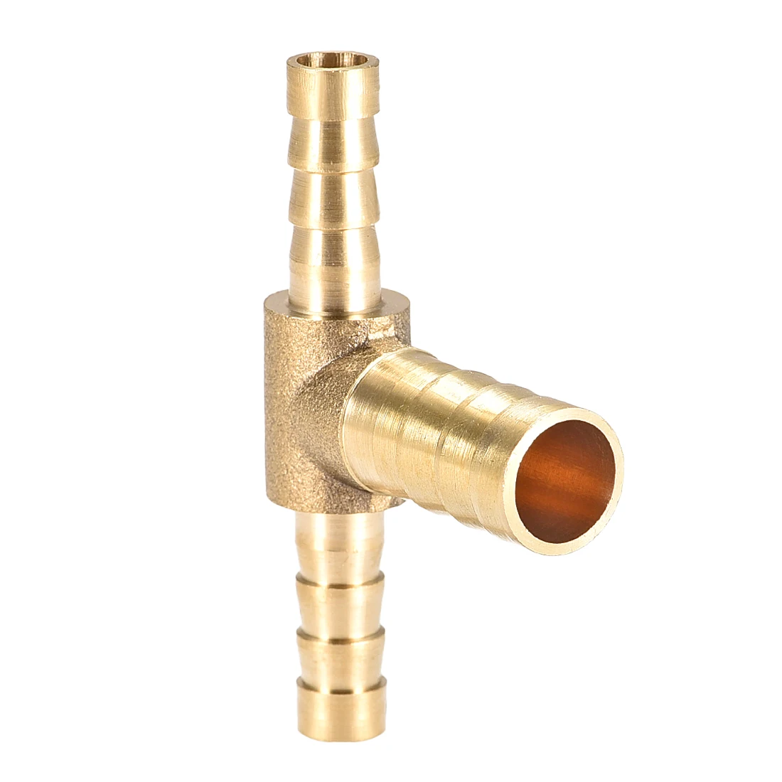 

uxcell 6x10x6mm Brass Hose Reducer Barb Fitting Tee T-Shaped 3 Way Barbed Connector Air Water Fuel Gas Oil etc.Gold Tone