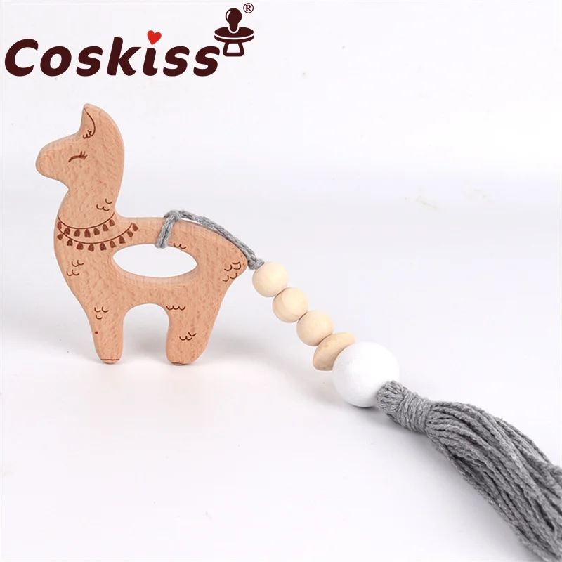 

Coskiss New Baby Beech Animal Rattle Toys Set Montessori Baby Stroller Toy Children's Teether Safe Game Gym Educational Toy