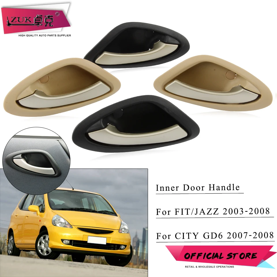 

ZUK Auto Inner Door Pull Door Handles For HONDA FIT JAZZ 2003 2004 2005 2006 2007 2008 CITY 2007 2008 Yellow Black Front=Rear