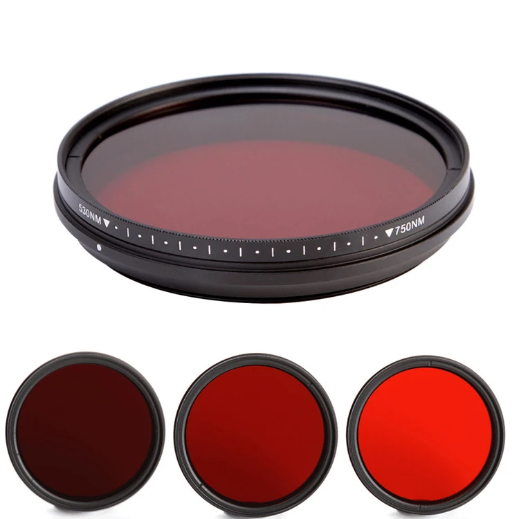 Adjustable 530/590/630/680/720/750 nm IR Infrared Infra-Red X-Ray lens Filter for 46 49 52 55 58 62 67 72 77 82 mm dslr Camera