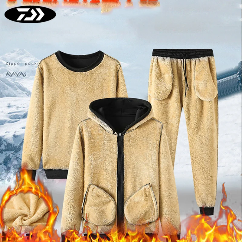 

DAIWA Fishing Clothes Men's Fishing Pants Winter Thicken Fishing Jacket Outdoor Plus Velvet Cold Protection Fishing Three-piece