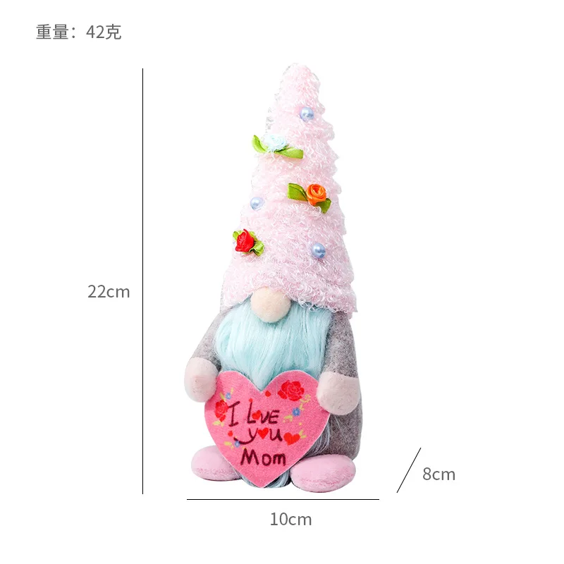 

Mother's Day Standing Bunny Gnome Handmade Rabbit doll Faceless Doll Decorations Room Desktop Ornaments Heart-shaped card 2021