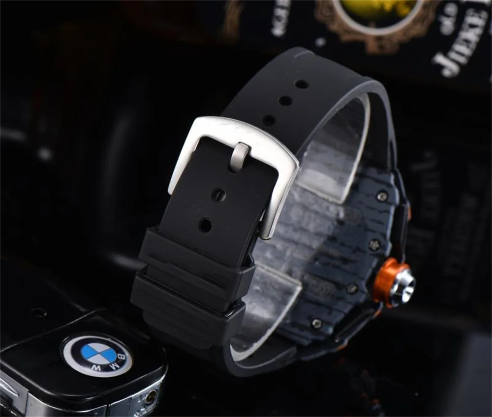 

2021 New Sports Luxury Men's Quartz Chronograph RM Silicone Orange Automatic Fashion Waterproof Men's Wrist Watch reloj hombre