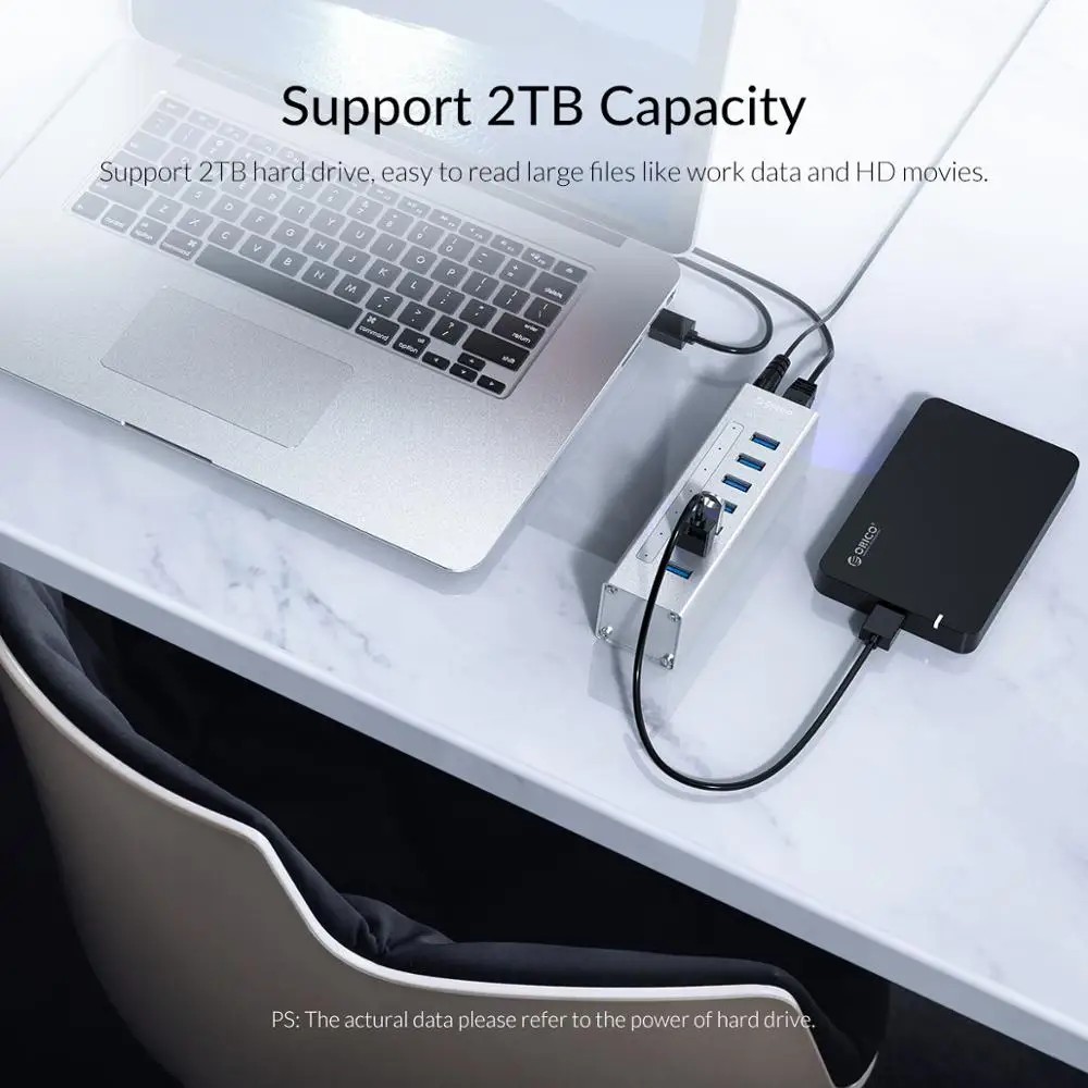 ORICO концентратор USB алюминиевый 4 порта USB3.0 с 12 В источник питания 5 Гбит/с для