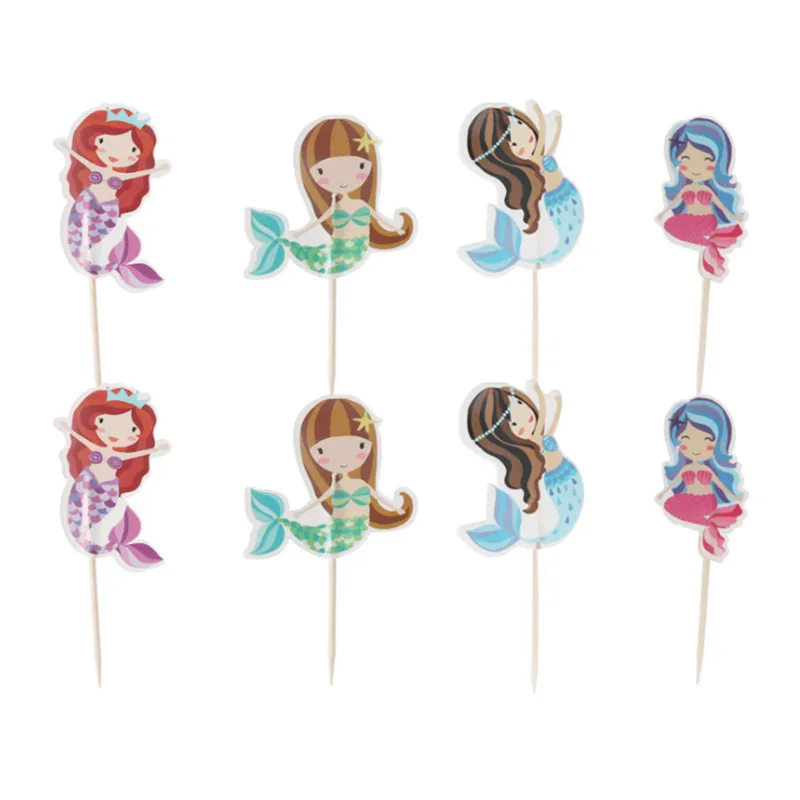 24pcs/pack cartoon mermaid cakecup animals cake toppers for baby shower decorations wedding decoration birthday party favor-S | Дом и сад