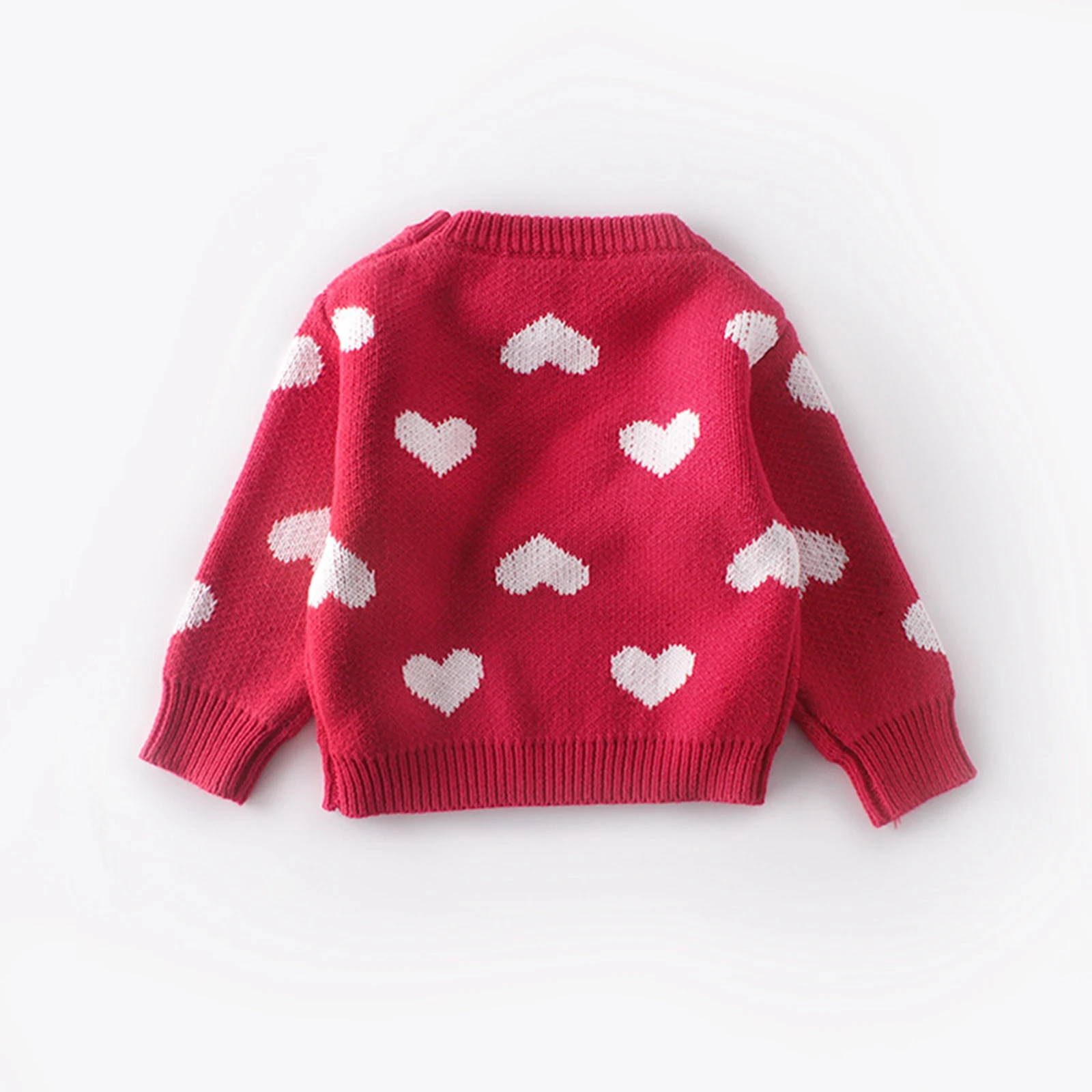 

Baby Girls 0-24M Long-sleeved Knitted Sweater Autumn and Winter Fashion Heart Pattern Pullover Knitwear