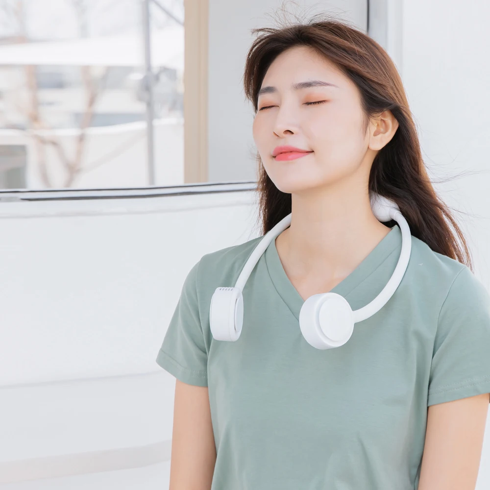 

2021 New Arrival Daul Head rechargeable sports Neck Electric Portable Fan