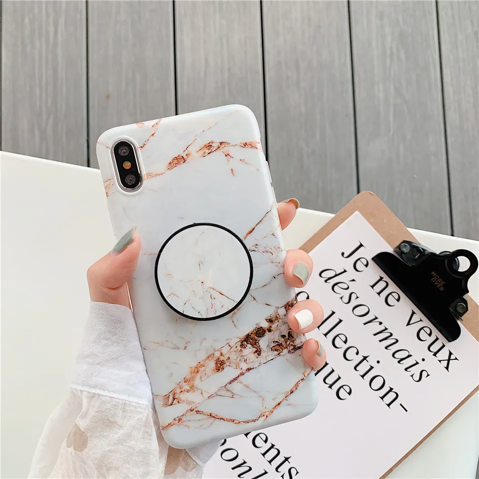 Классный мраморный чехол для телефона с держателем Apple iPhone Xr подставкой X Xs max 8 7 plus