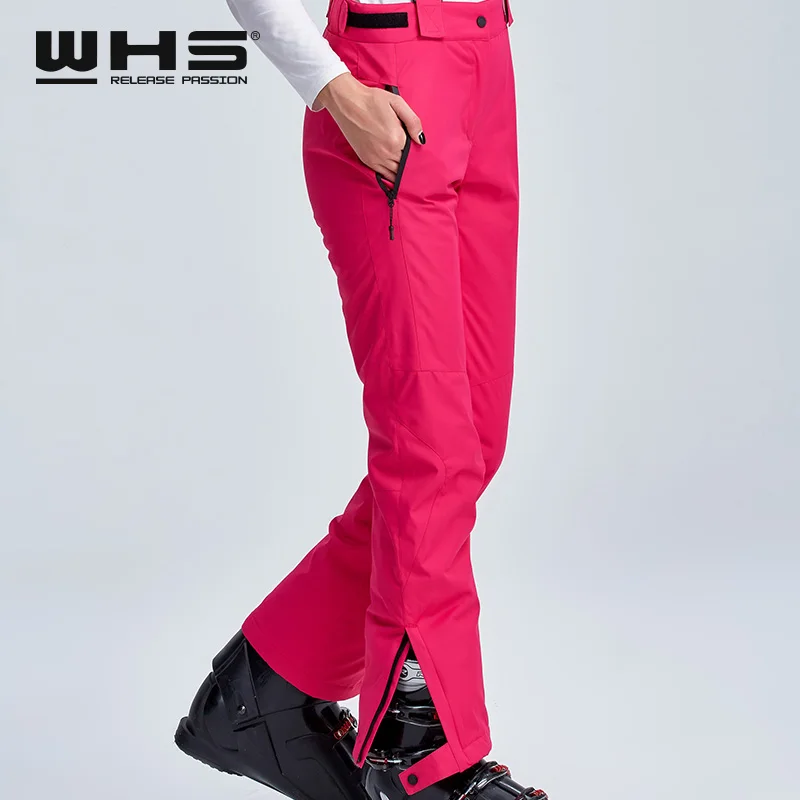 WHS женские лыжные брюки брендовые уличные термальные хлопковые подтяжки